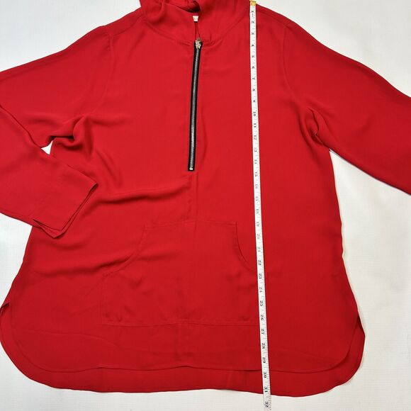 Soft Surroundings Hoodie Blouse Women's Large Zip Red Oversized Sporty Preppy - Picture 11 of 13